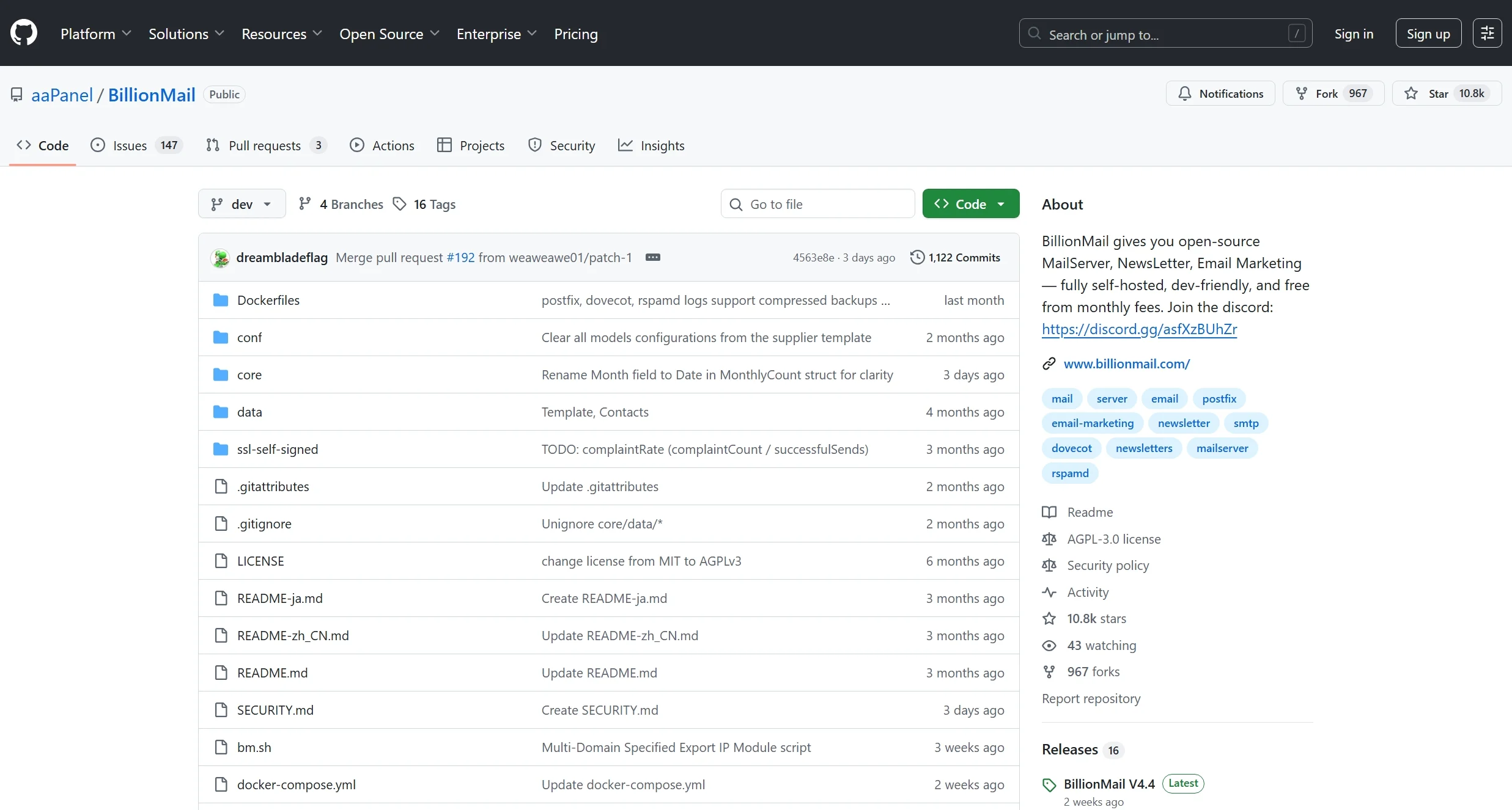 BillionMail github